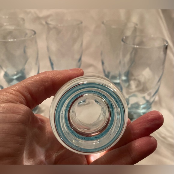 Six (6) Ice Blue Highball Diagonal Diamond Optic Weighted Barware Glasses Rare - Picture 6 of 7